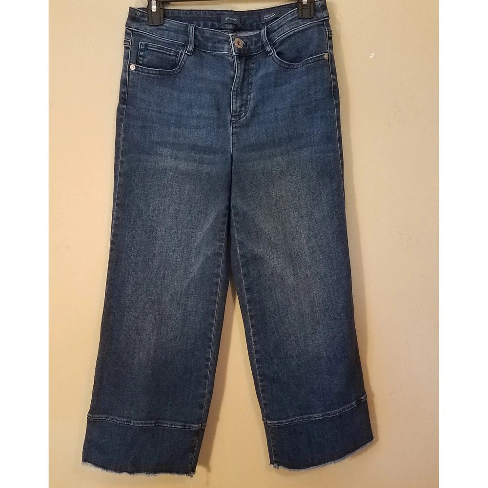 J Jill Denim Jeans Women 4 High Rise Full Leg Cropped Pants Blue Raw Hem
